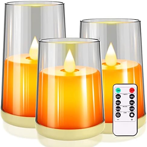 Xinbfgre pisca de velas sem chamas Bateria Operou velas acrílicas Plexiglass LED velas com conjunto remoto