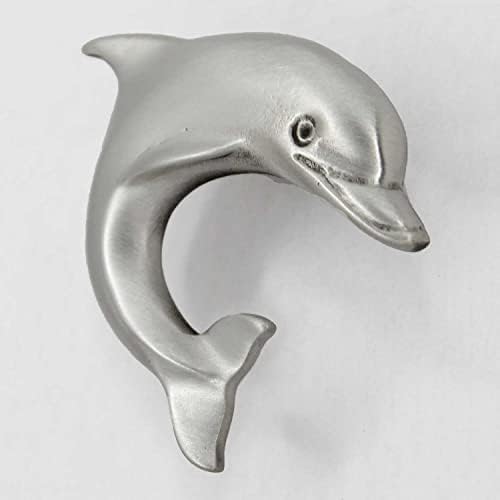 Botão costeiro costello botão de gabinete de golfinhos | Acabamento de níquel escovado | Cozinha, quarto,