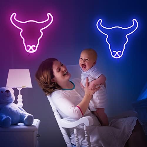 2 PCs Vaca sinal de neon vaca LED NEON Bateria de luz ligada a vaca decoração de vaca de vaca Cabeça Usb Operado