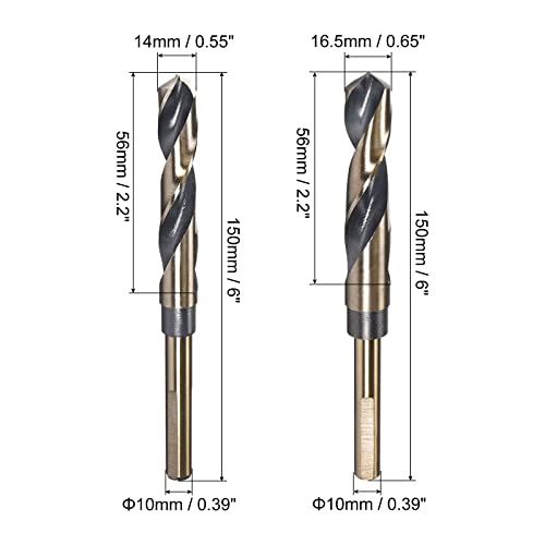 Uxcell reduziu o conjunto de brocas de haste, 14 mm de 16,5 mm de titânio revestido aço de alta velocidade