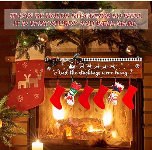 Vicenpal Christmas Stocker de madeira com ganchos de cabides de natal para cabide de parede pendurado