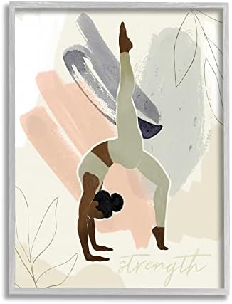 Stuell Industries Stretching Yoga Pose Força Texto Floral Fronteiro, Design de Victoria Barnes