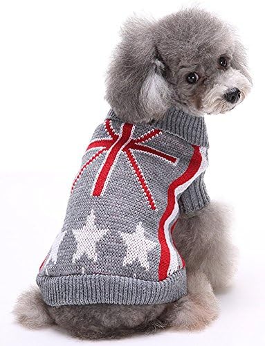 Fairy Pet Dog Roupas Sol moletom para cães Sweater UK Flag Padrão Turtleneck Dog Riting Sweater 13 Comprimento