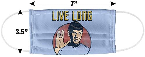 Star Trek Long Long Life 1-Ply reutilizável máscara facial cobrindo com fio de nariz ajustável, unissex