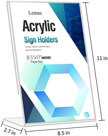 LEMAS SLANTED BACK ACRYLIC SIGNENTE 8.5*11 polegadas ， Clear Desktop Setent Plástico Plástico Plástico