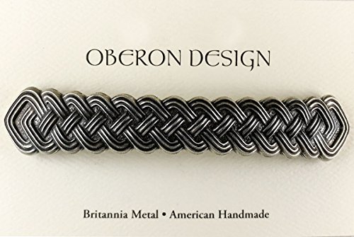 Clipe de cabelo de barra de trança celta, barrette de metal artesanal extra grande fabricado nos EUA com um clipe
