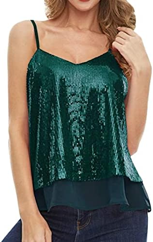 Mulheres Glitter Strappy Tank Tops Vest Camisole Ladies Sexy Sparkle Shimmer Cami Blouse Clubwear