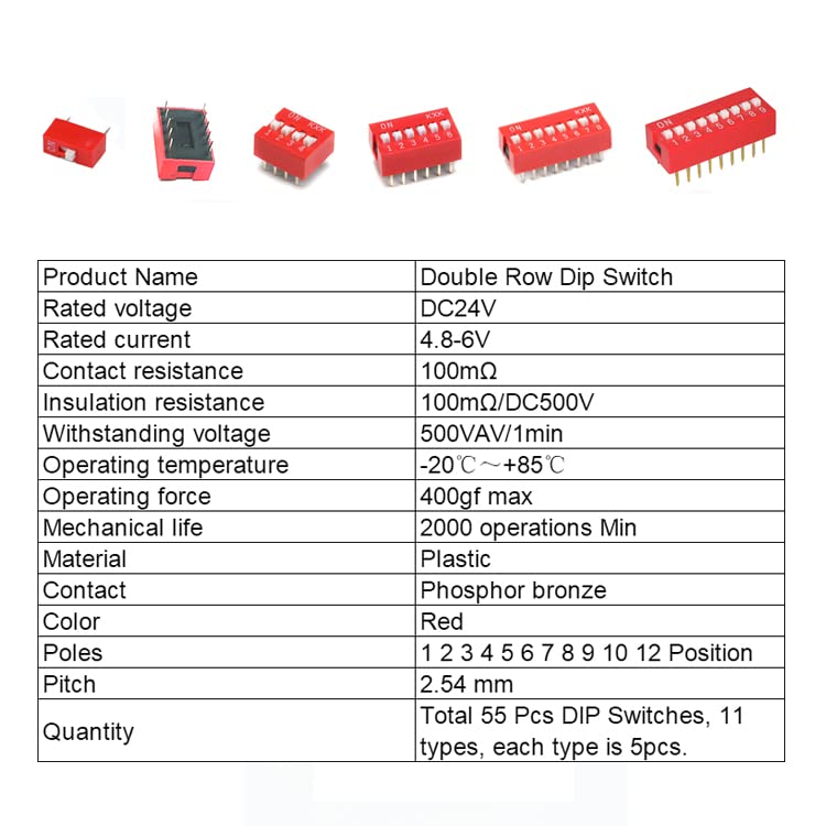 55pcs Caixa de kit de interruptor de imersão da linha dupla