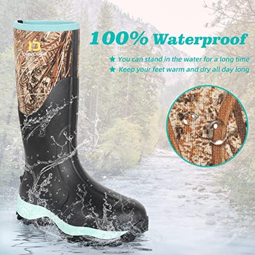 Botas de borracha de seca para mulheres com haste de aço, botas de chuva à prova d'água de neoprene de 6 mm, botas