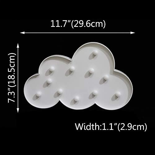 Vicila White Led Cloud Marquee Signs, Light Up Cloud Sinais decorativos de penduramento Bursey Bursery Cloud