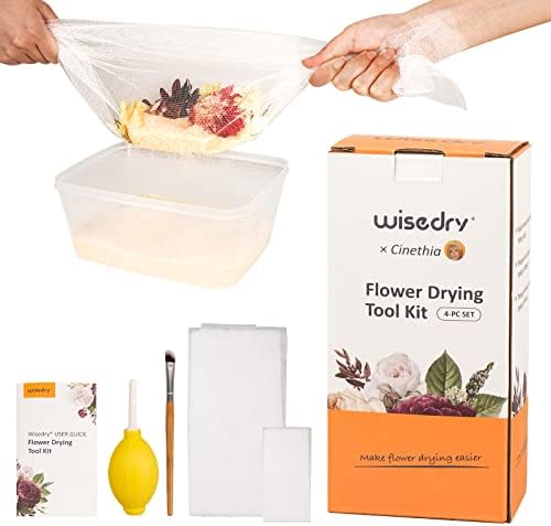 Kits de ferramentas de secagem de flores de Wishery, 2 x tule, 1 x escova macia, 1 x Silicone Air Blower