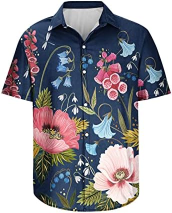 Homens do dia das mães, camiseta, amor, camisa de botão estampada de flor, camisa de manga curta solta