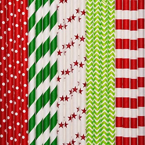 Perladeiras decorativas de papel de papel para decoração de festas de ano novo de Natal, 125 peças, vários padrões,