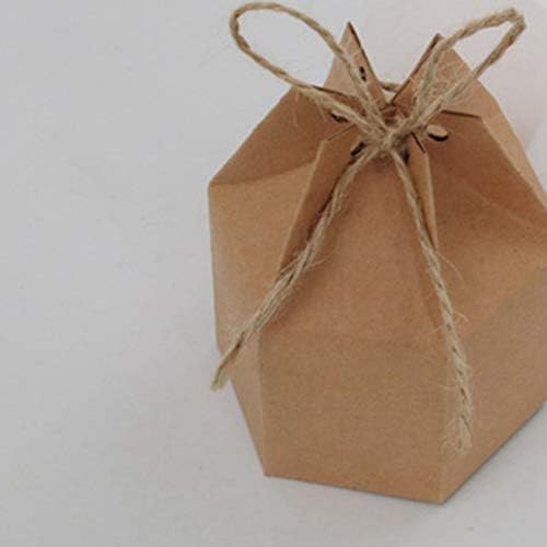 CHDHALTD 10/30/50PCS Kraft Paper Candy Box, Lantern Hexagon Candy Box Favor With Rode for Wedding Christmas