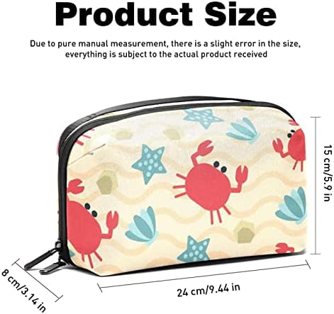 Red Crab Blue Starfish Shells Pattern Makeup Bag Zipper Pouch Travel Organizador cosmético para