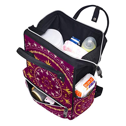 Sacos de fraldas florais nacionais circulares coloridas Backpack Mummy Backpack de grande capacidade Bolsa de enfermagem