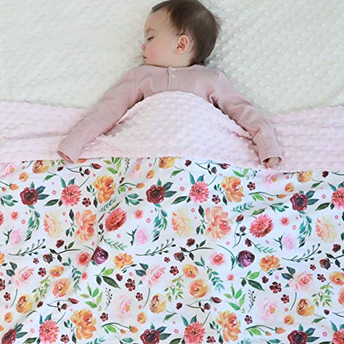 Cobertor de bebê para meninas com elegantes minky de dupla camada minky de camada dupla imprimida floral