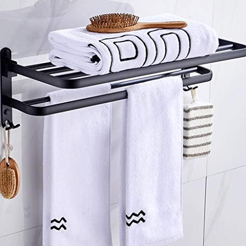 Uxzdx banheiro toalha rack foste toalheiro preto suportes de alumínio Montado de parede Monta de toalha