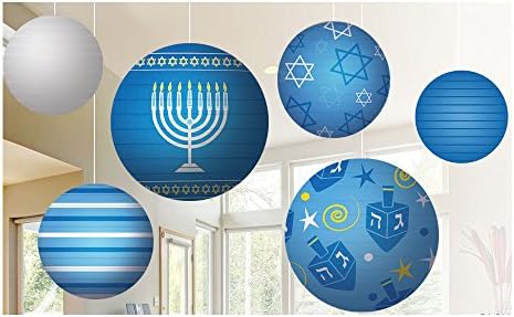 Decorações de Hanukkah lanternas de bola 6 pacote de pacote chanukah ornamentos com teto Mount Hanukkah