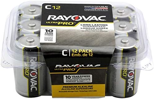 Baterias Rayovac ALC-12ppj Ultrapro Industrial Alcalina Bateria, tamanho C, padrão, preto, 4 pacote e baterias