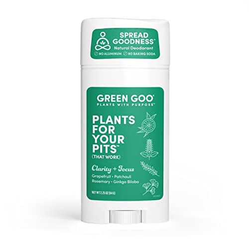 Deodorante de ervas de pega -vespa verde para homens e mulheres, clareza + foco com toranja,