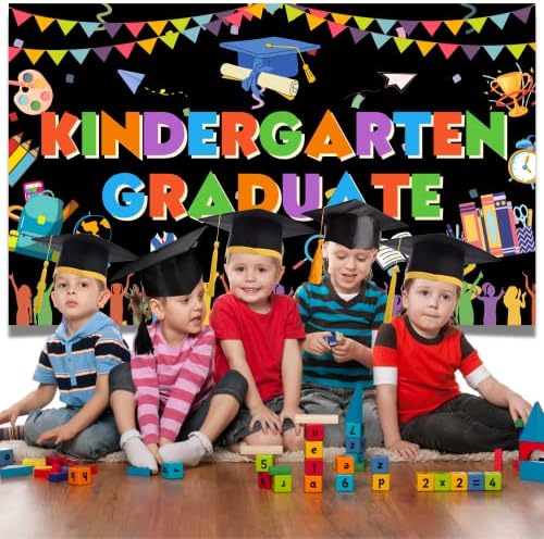 Vtyepou Kindergarten Graduação Banner - Banner de pós -graduação em jardim de infância de 72x44