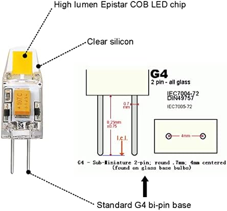 LED G4 Bulbo 1W, 100lumen, AC/DC12V, Warm White 2700K, Dimmable, 10-20watts Halogen Bulb Substituição JC G4