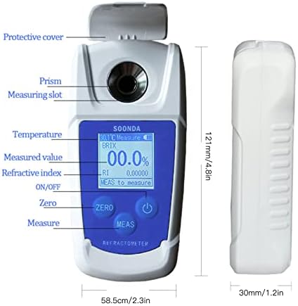 Refratômetro Brix, portátil Refratômetro digital de mão Brix, 0 a 55% de alta precisão Brix medidor, testador de