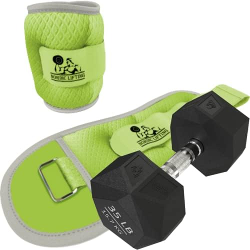Pesos do pulso do tornozelo 3lb - pacote verde com halteres prisma 35 lb