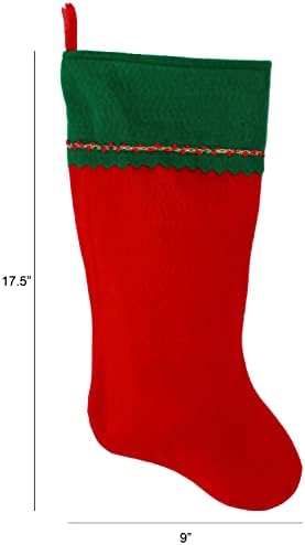Nom de Plume Monogrammed Christmas Stocking, Green e Red Felt com nome bordado