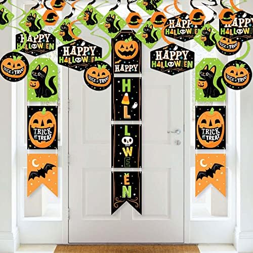 Big Dot of Happiness Jack-O'-Lantern Halloween-Swirls de decoração de festas de Halloween e pacote de decoração