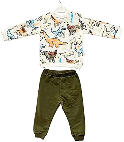 Roupas de maconha para criança menino - padrão de manga longa e calças longas - 2 PCs Conjunto de roupas confortáveis