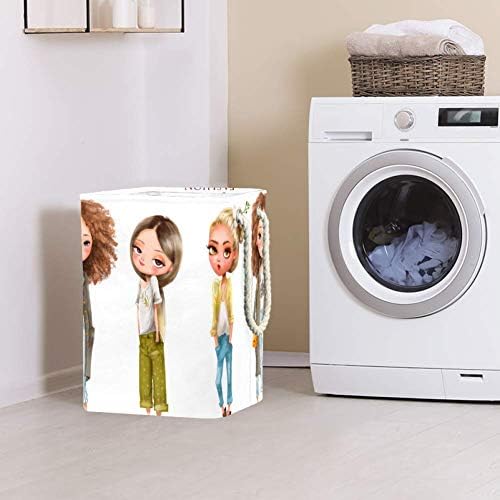 Tizorax fofo desenho animado de verão garotas oxford pano dobring lavanderia cesto de poeira cesta de balde lavar