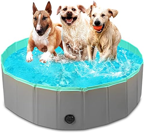 Piscina de cães dobráveis ​​de pAkeway, 63''x12 '' colapsível piscina de piscina de cães PVC, banheira portátil