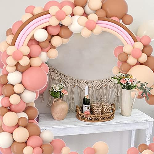 Boho Balloon Garland blush nude empoeirado rosa marrom branco areia longa e longa kit de arco de balões