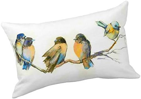 Yangyulu Super Soft Blow Pillow Capas Retângulo Pintura a óleo Birds com ramo Flores brancas Fronheiras