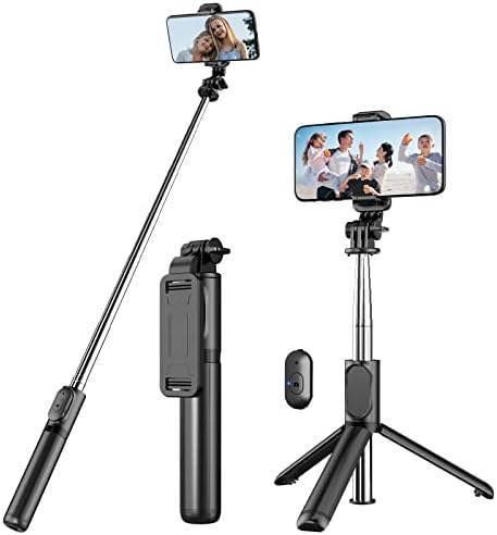 Tripé de Selfie Stick com remoto sem fio destacável, 4 em 1 em 1 extensão portátil Selfie Stick & Telefone
