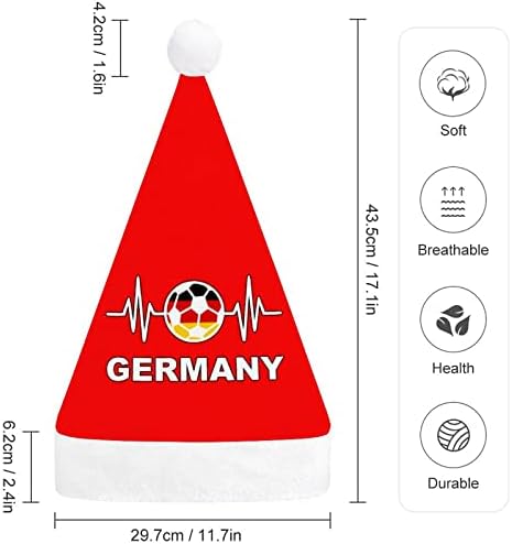 Alemanha futebol de futebol cardíaco chapéu de natal chapéu de chapéu Papai Noel Hats Plush curto com punhos