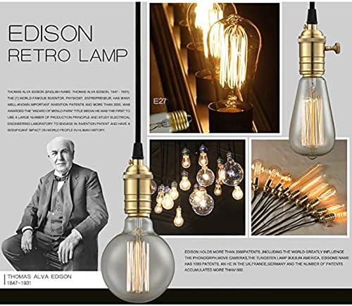 Lâmpada de Edison, lâmpada de decoração de estilo vintage ST64, vidro âmbar, lâmpada de tungstênio