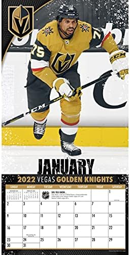 Turner Sports Vegas Golden Knights 2022 12x12 Calendário de parede da equipe