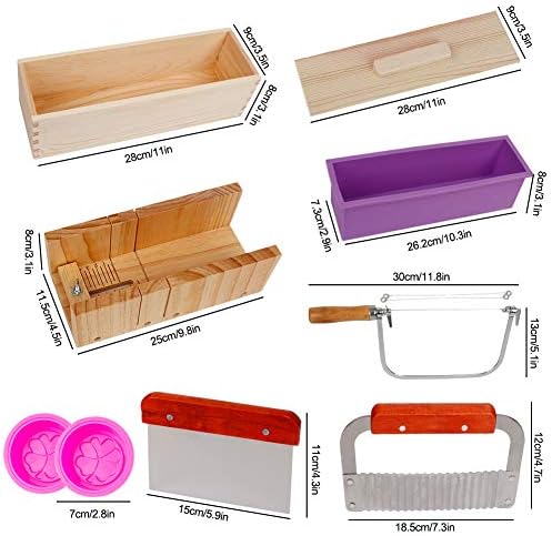 Kit de sabonete de 9 peças, fabricação de sabão DIY incluem molde de sabão de silicone retangular, raspador