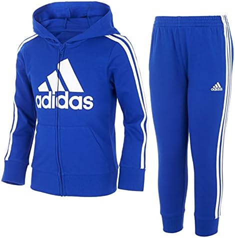 A adidas do menino Frente French Terry Capeled Jacket and Rankgers Set