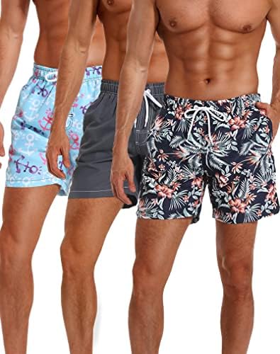 Telaleo 3/2 pacote masculino troncos de natação rápida shorts de natação seca com malha de malha de 6 roupas