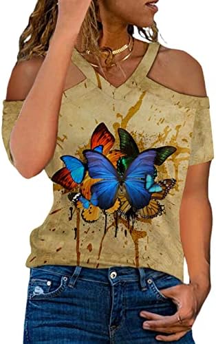 Lounge tops adolescente menina curta de manga curta decote de decote nas costas tira de borboleta blusas