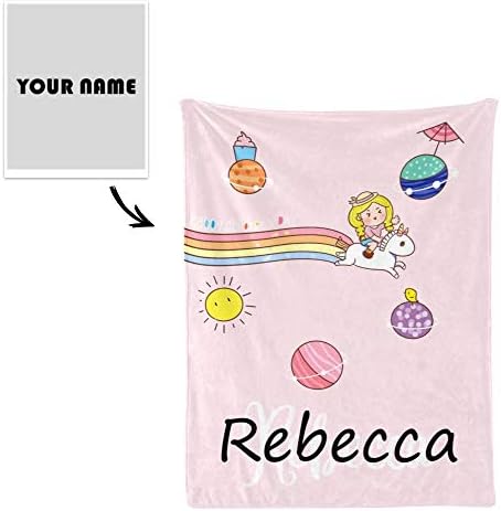 Cobertores de bebê personalizados para meninas com nome, cobertor de bebê de unicórnio rosa, cobertor de arremesso