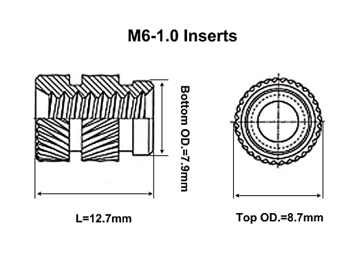 SHINENOW Inserções de calor rosqueado de threads para peças de plástico impressas M6 20pcs