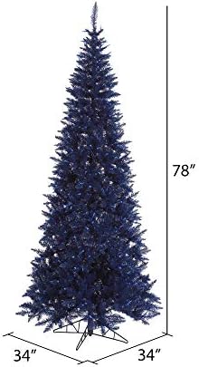 Vickerman 6.5 'Navy Blue Fir Slim Artificial Christmas Tree Unit, decoração de casa interna sazonal