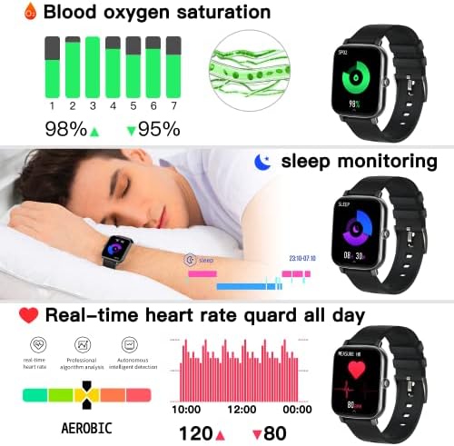 Smart Watch With Call Function, Fitness Watch com freqüência cardíaca/monitor de sono SPO2 Voice Pedometer Sports