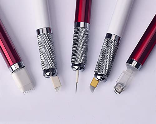 Xiaoyu 5pcs Microblading canetas de sobrancelha manual de tatuagem com 10 agulhas redondas e 10 agulhas