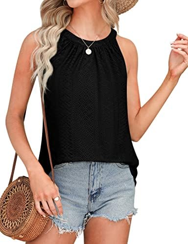 Tampa do tanque Zwurew para mulheres soltas Fit Fit High Neck Sleesess Halter Tops